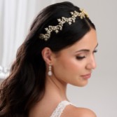 Fotograf: Veneto Gold Crystal Leaves Hochzeit Stirnband