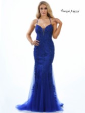 Photograph: Angel Forever Beaded Lace Backless Fishtail Prom Dress (Royal Blue)