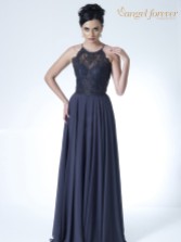 Photograph: Angel Forever High Neck Lace Bodice A Line Chiffon Prom Dress (Charcoal)