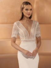 Fotografia: Bianco Avorio Top da sposa con collo a V in pizzo boho E443