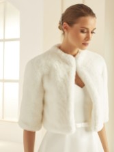 Photograph: Bianco Ivory Faux Fur Elbow Length Wedding Jacket E307