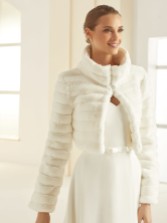 Photograph: Bianco Ivory Faux Fur Long Sleeve Wedding Jacket E305