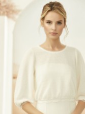 Photograph: Bianco Ivory Knitted Bridal Sweater with Lace Detail E334