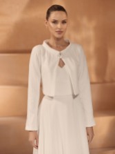 Photograph: Bianco Ivory Knitted Long Sleeve Bridal Jacket E431