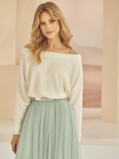 Photograph: Bianco Ivory Knitted Off The Shoulder Bridal Sweater E340