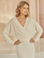Photograph: Bianco Ivory Knitted V-Neck Bridal Sweater E341