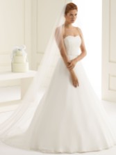 Photograph: Bianco Ivory Plain Cathedral Veil avec bord cordé S213