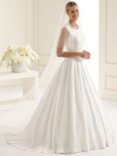 Photograph: Bianco Ivory Plain Two Tier Chapel Veil with Corded Edge S212