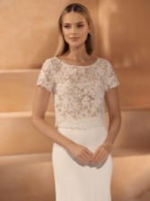 Photograph: Bianco Ivory Sequin Lace Bridal Top with Open Back E421