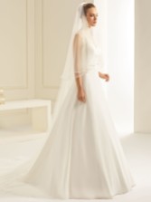 Photograph: Bianco Ivory Soft Tulle Two Tier Satin Edge Cathedral Veil S241