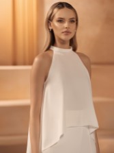 Photograph: Bianco Ivory Stretch Crepe Halter Neck Bridal Top E418