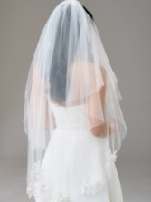 Photograph: Bloomington Ivory Two Tier Cut Edge Veil with Floral Motifs