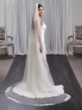 Photograph: Edinburgh Single Tier Italian Tulle Veil with Lace Motifs