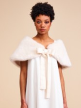 Photograph: Helen Moore Ivory Faux Fur Wrap with Ribbon Tie