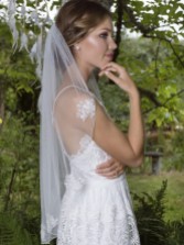 Photograph: Joyce Jackson Cosmos Single Tier Veil with Scattered Lace Motifs