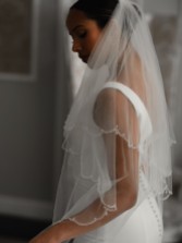 Photograph: Linzi Jay Beaded Scalloped Edge Fingertip Veil with Crystal Drops TLV8505