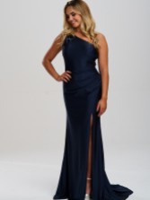 Photograph: Linzi Jay One Shoulder Stretch Satin Prom Dress with Slit and Train