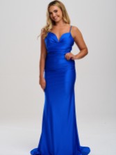 Photograph: Linzi Jay Plunge Neck Ruched Open Back Prom Dress with Train