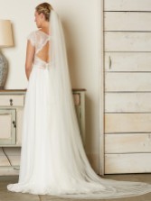 Photograph: Linzi Jay Single Tier Soft Tulle Chapel Veil with Diamante and Pearl Edge V727