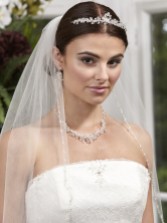 Photograph: Linzi Jay Single Tier Veil with Pearl and Beaded Edge TLV8501