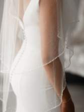 Photograph: Linzi Jay Two Tier Pearl Edge Ivory Tulle Fingertip Veil TLV8503