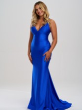 Photograph: Linzi Jay V Neck Fitted Backless Prom Dress with Train