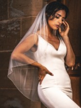 Photograph: Perfect Bridal Ivory Single Tier Beaded Edge Bridal Veil