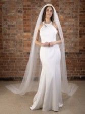 Photograph: Perfect Bridal Ivory Single Tier Plain Cathedral Veil with Cut Edge