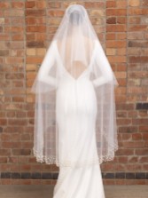 Photograph: Perfect Bridal Ivory Two Tier Heavily Embellished Pearl Waltz Length Veil