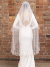 Photograph: Perfect Bridal Ivory Two Tier Heavily Embellished Pearl Waltz Length Veil (Voile de valse)