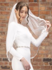 Fotografia: Perfect Bridal Velo corto in pizzo a cordoncino stretto avorio a un solo livello