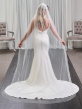 Photograph: San Diego Ivory Single Tier Pearl Embellished Long Veil