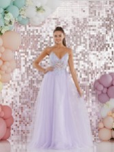 Photograph: Tiffanys Alina Lilac Ball Gown Prom Dress with Lace Up Back