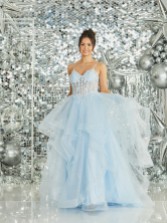 Photograph: Tiffanys Skye Pale Blue Sparkly Ruffle Prom Dress with Floral Bodice