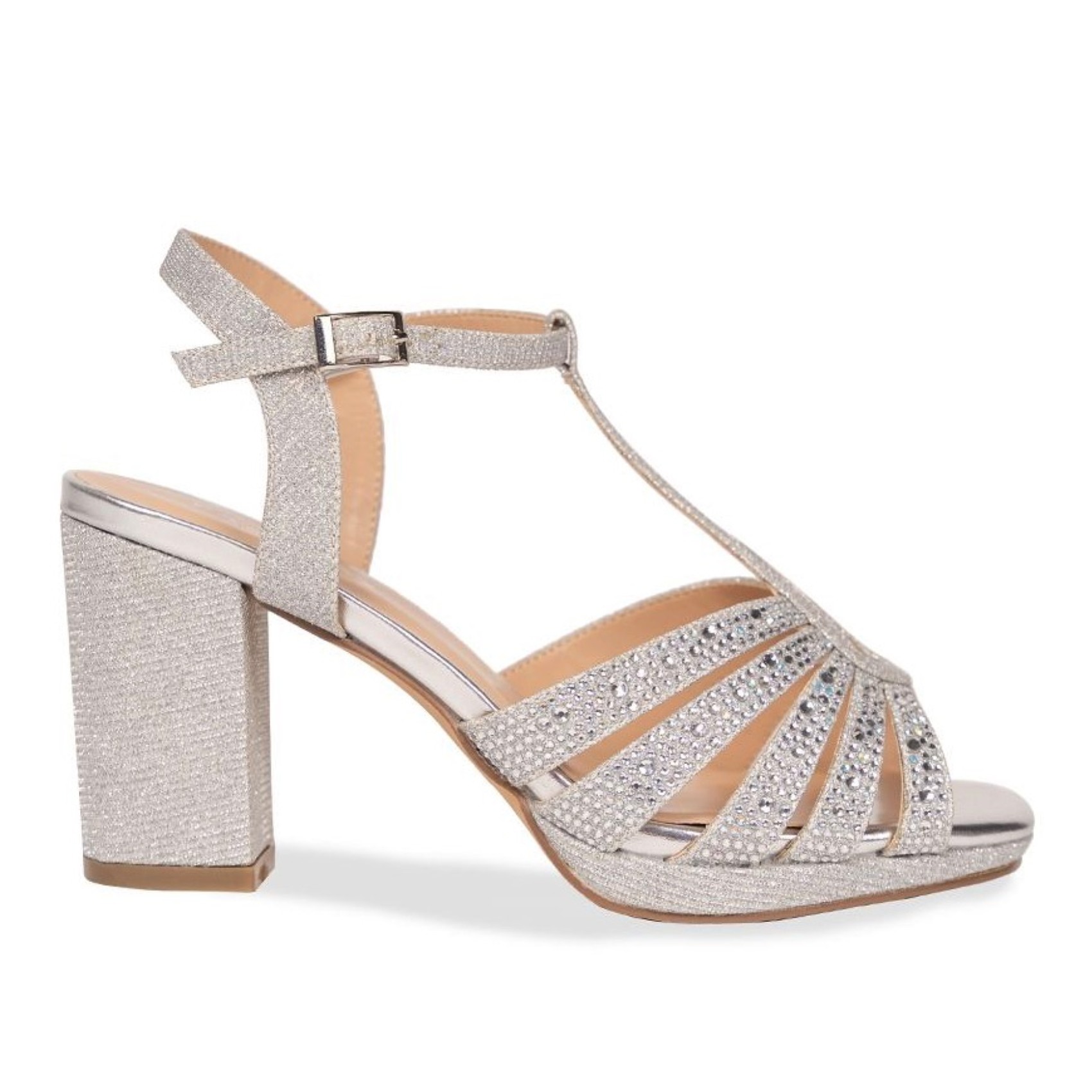 Silver wide fit block heel sandals sale