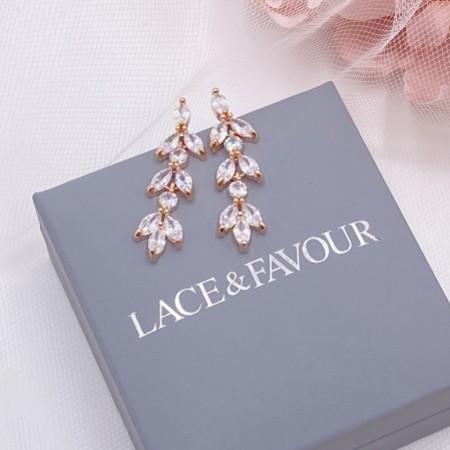 Aria Rose Gold Cubic Zirconia Drop Earrings