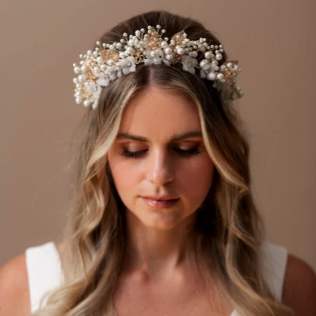 3 x Silver White Pearl Bead Hair Vine Pins Bridal Wedding Headpiece Vtg Leaf 371 