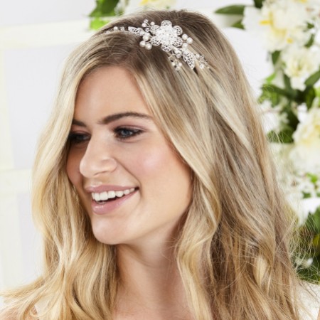 Arianna Fae Filigree Flower and Leaves Wedding Headband AR547