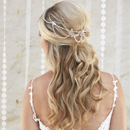 Arianna Luna Draped Pearl and Crystal Bridal Halo AR576