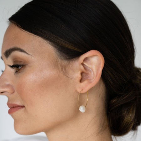 Arianna Simple Pearl Hoop Earrings ARE696