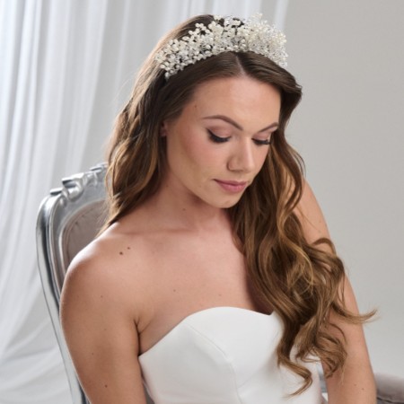 Arianna Statement Rice Pearl and Crystal Tiara AR728