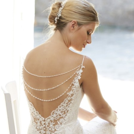 Arianna Trinity Triple Strand Pearl and Crystal Back Jewellery ARN110