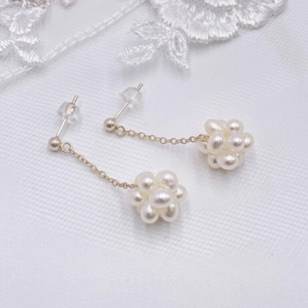 Arieta Freshwater Pearl Cluster Chain Drop Earrings