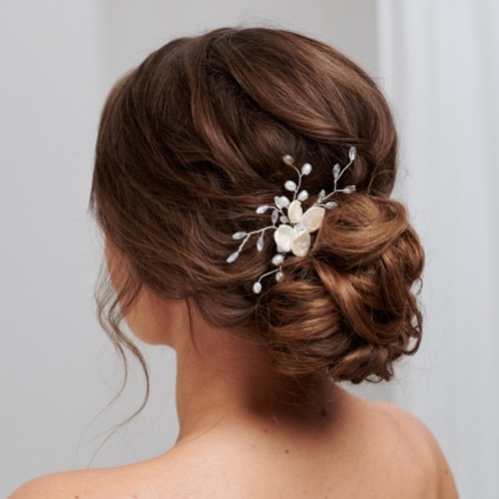 Aster Freshwater Pearl Flower Bridal Hair Comb