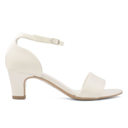 Avalia Capri Ivory Satin Low Block Heel Ankle Strap Sandals
