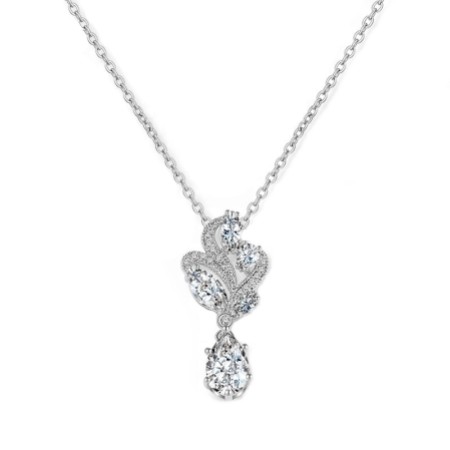 Bejewelled Crystal Vintage Pendant Necklace (Silver)