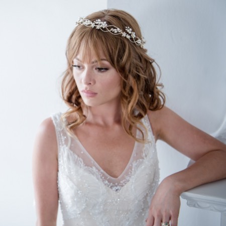 Bianca Golden Flowers and Freshwater Pearl Halo Headpiece