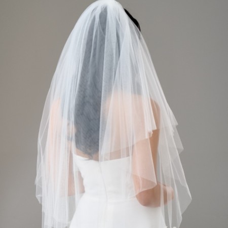 Bloomington Ivory Two Tier Cut Edge Veil with Floral Motifs