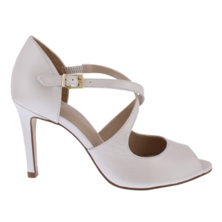 Capollini Orchid Champagne Leather Cross Strap Peep Toe Sandals