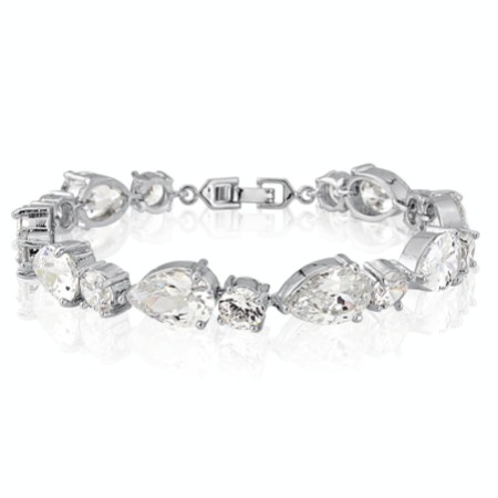 Carly Classic Cubic Zirconia Wedding Bracelet (Silver)